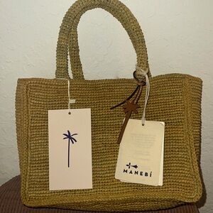 Manebi Small Raffia Sunset Bag Kaki 💛